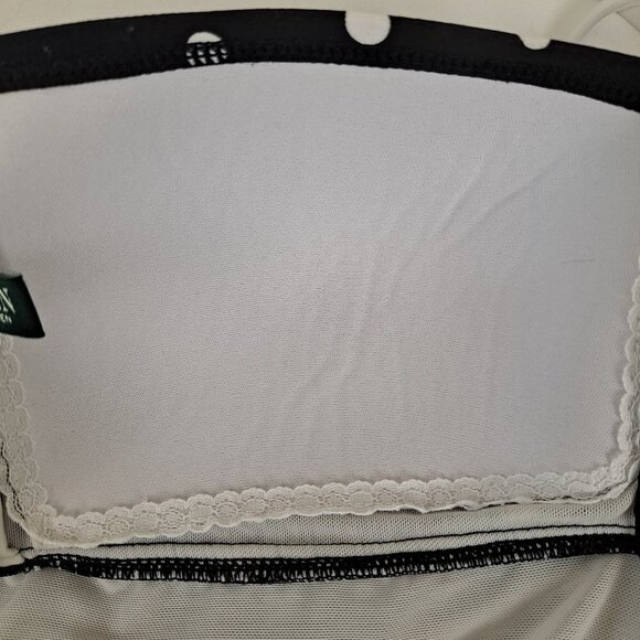 Lauren Ralph Lauren Size 12 Black White Dots Tankini Top Built In Bra Neck Ties - Picture 11 of 15